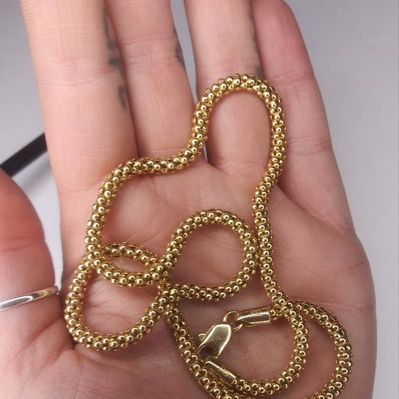 14k Solid YG Thick Popcorn Chain Necklac